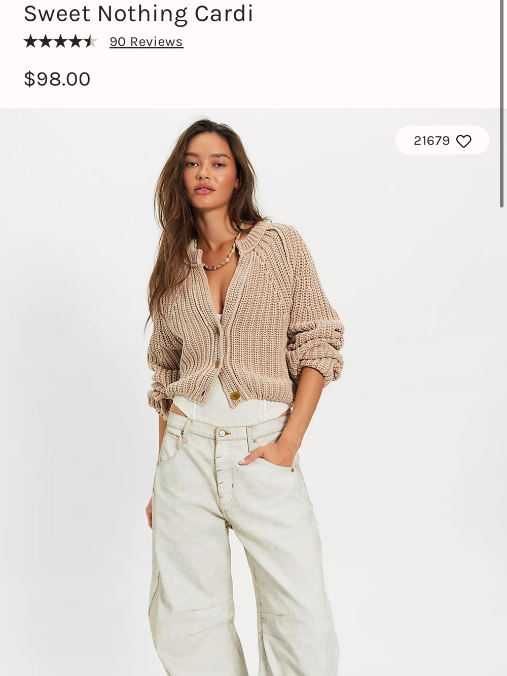 Free People Sweet Nothing Cardi, color sand castle - Picture 2 of 5
